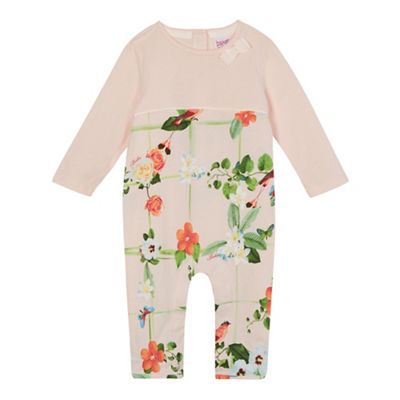 Baby girls' light pink floral print sleepsuit